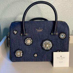 Kate Spade denim and pearl handbag